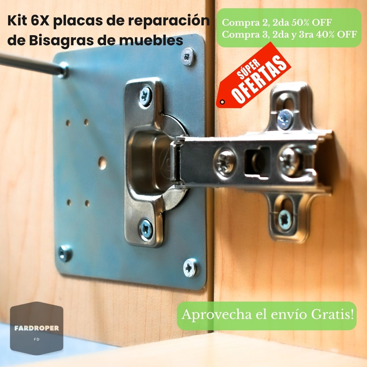 Pack 6 placas para Reparación Bisagras
