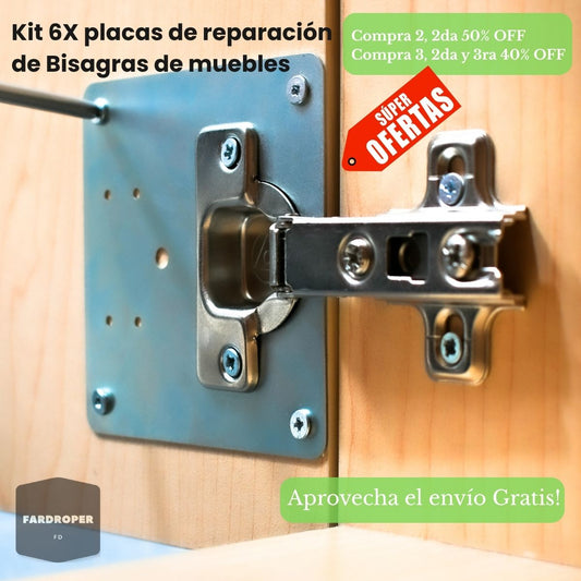 Pack 6 placas para Reparación Bisagras