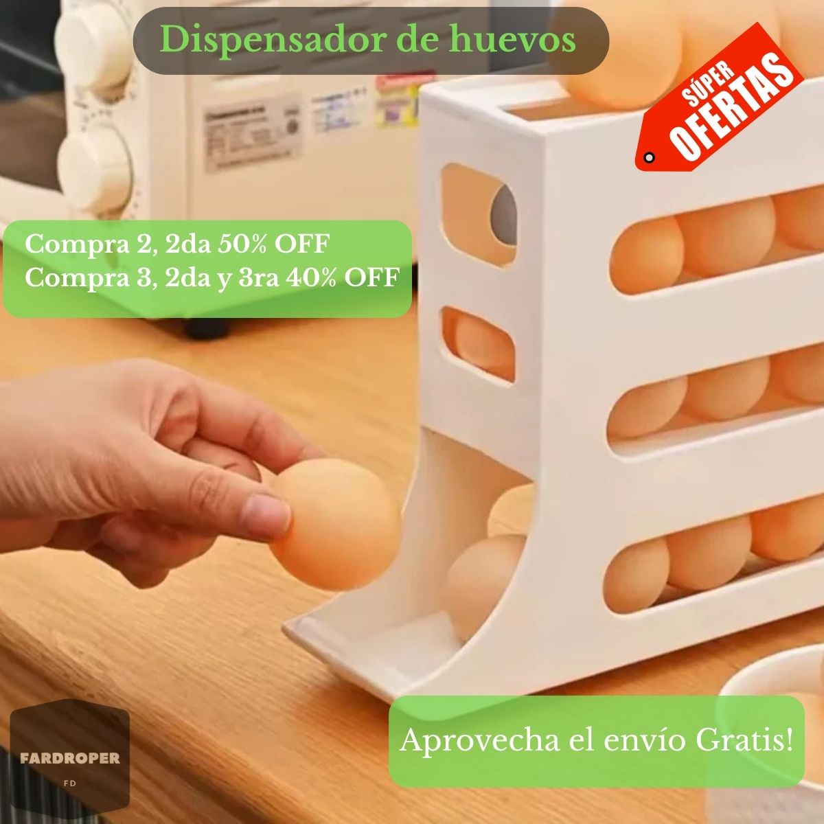 Dispensador de Huevos 4 Niveles.